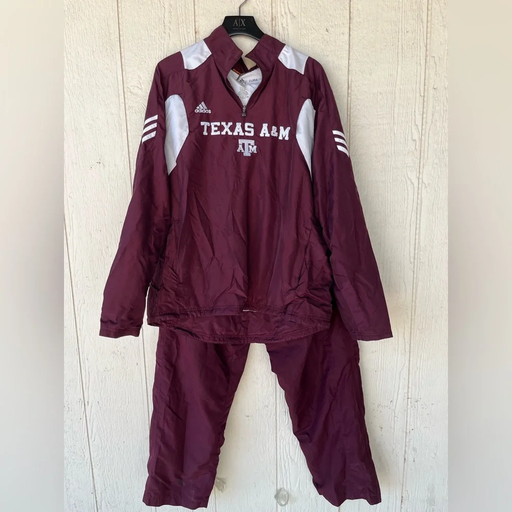 adidas Texas A&M Maroon and White Performance Jacket and Pants Set
